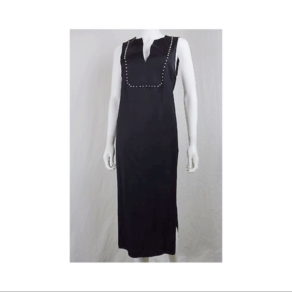 NWT Zara Sleek Satin Black Studded Dress
